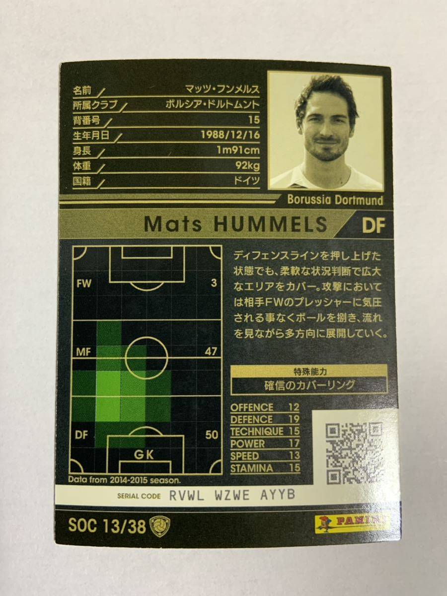 WCCF 2015-2016 マッツ・フンメルス Panini 15-16 ドルトムント_画像2