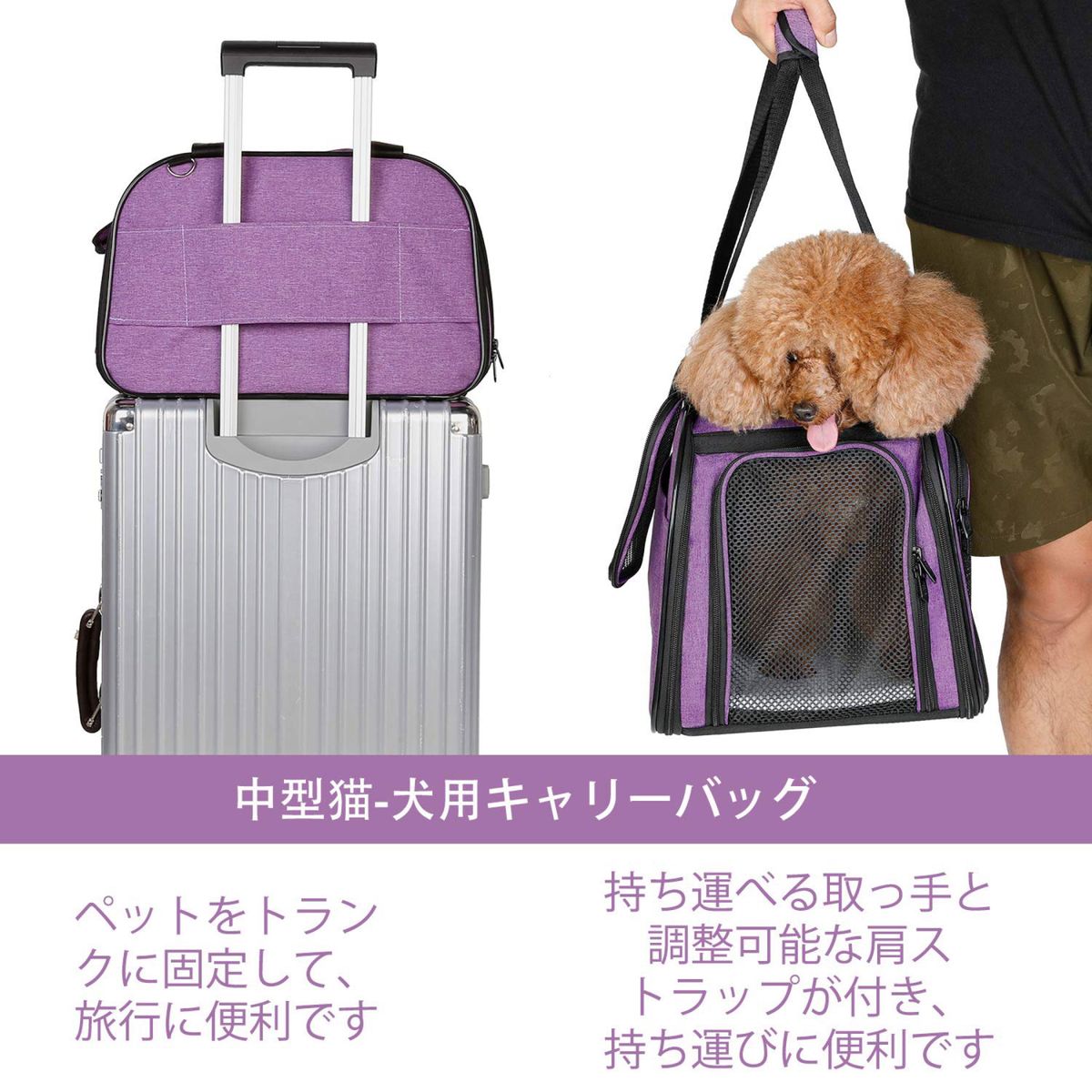 X-ZONE PET 犬猫用ペットキャリーバッグ 手提げソフトペットキャリーバッグ ペットバッグ 組み立て 折りたたみ 簡単
