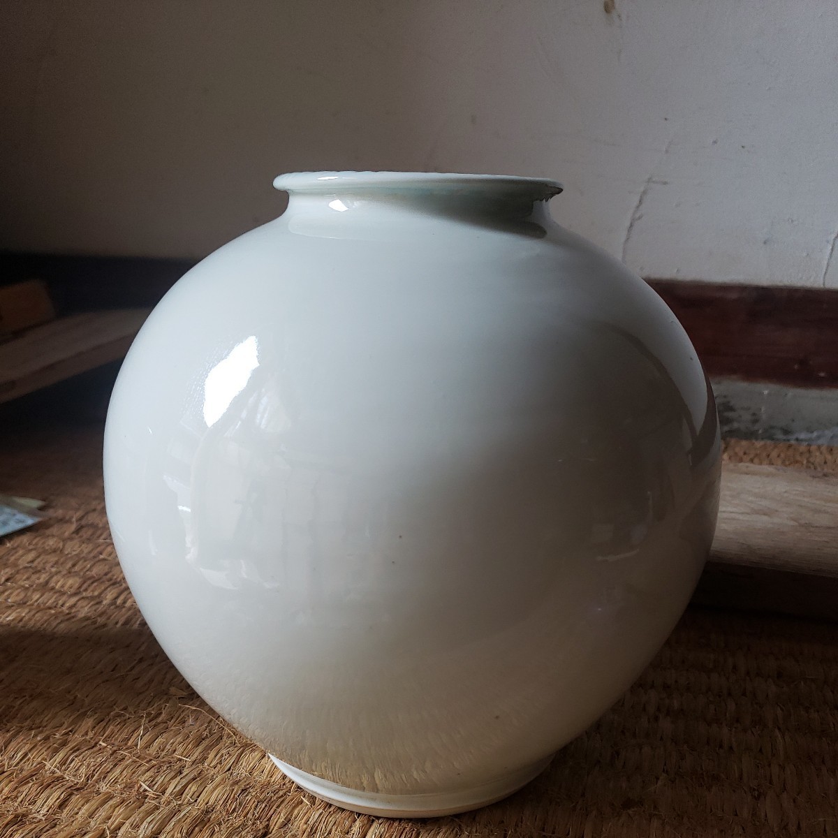 李朝 白磁 花瓶 花入 骨董 アンティーク-