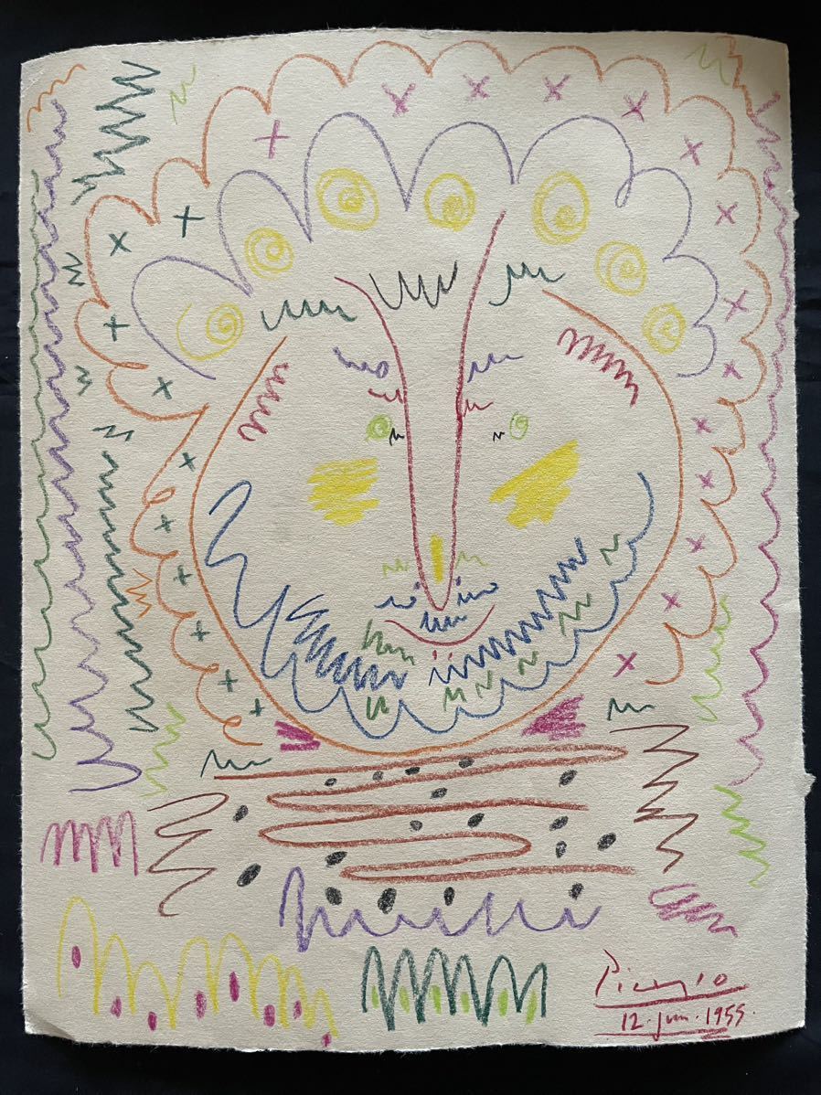 貴重肉筆 超希少 パブロ ピカソ Picasso【男の頭】1955年 手書き 貴重肉筆 超希少 パブロ ピカソ Picasso【男の頭】1955年 手書き