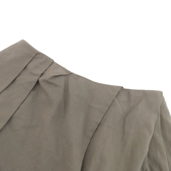 マルニ MARNI コットン×リネン ギャザー フレア サイドボタン スカート カーキグリーン系 size40 [Y02501]_画像3
