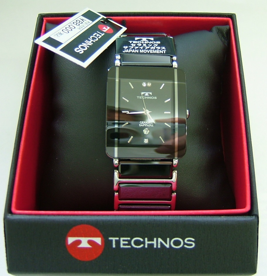 TECHNOS テクノス　メンズ腕時計　T9137TB ステンレス・セラミック仕上げ