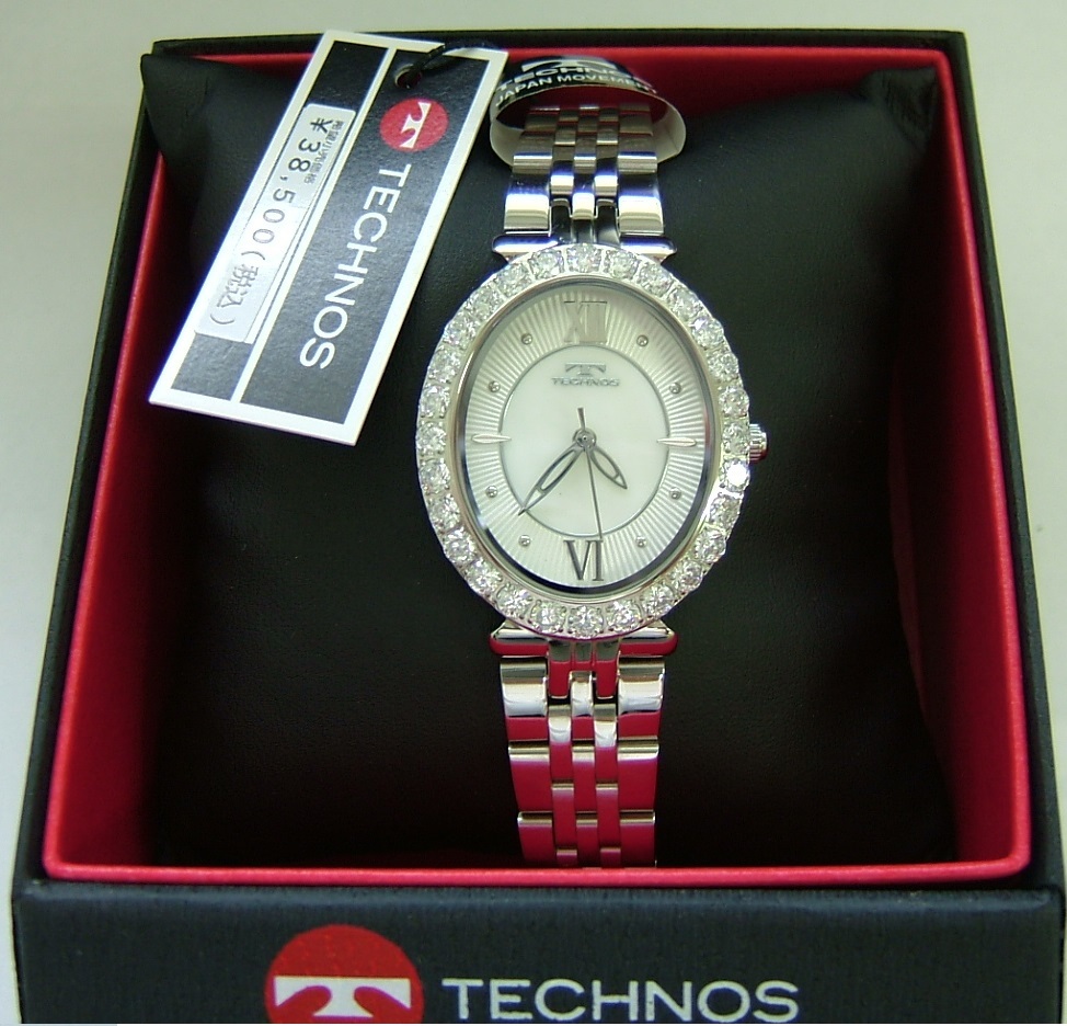 数々の賞を受賞 TECHNOS テクノス　レディース腕時計　T6914SW　シルバー　ラインストーン取巻 テクノス