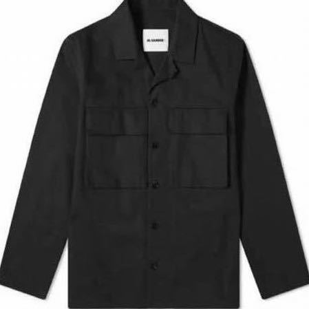  極美品 JIL SANDER ジルサンダー シャツジャケットCPO ジャケット オーバーシャツ ヘリンボーン 46 M ブラック 黒 ルークメイヤー 2021 AW_画像1