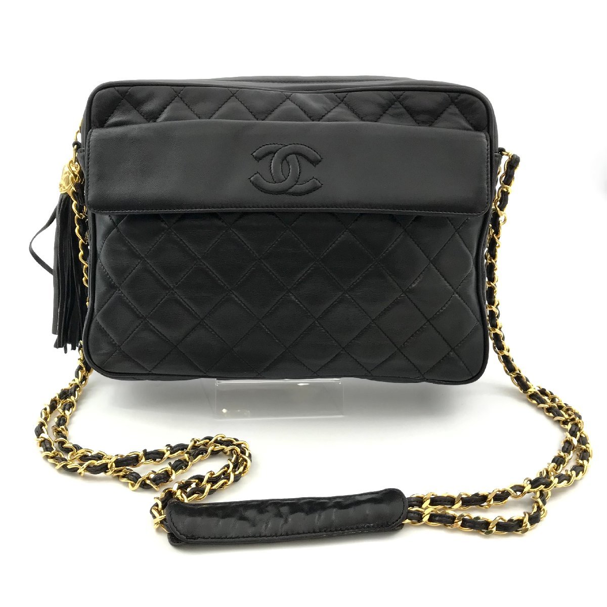 憧れ シャネル CHANEL 美品 １円 フリンジ A408 ブラック バッグ