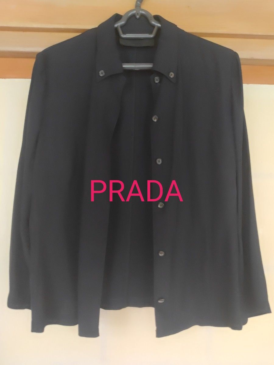 美品 PRADAプラダ シャツ ブラウス 濃紺 ネイビー|Yahoo!フリマ(旧