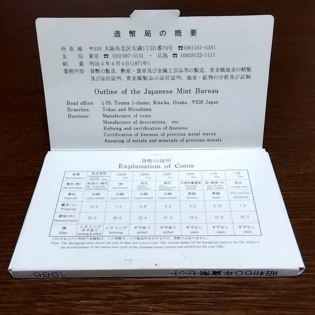 昭和60年 貨幣セット 国際科学技術博覧会記念500円白銅貨幣入り 額面1166円 年銘板あり 1985年 つくば万博 EXPO85 ミントセット YI1927_画像3