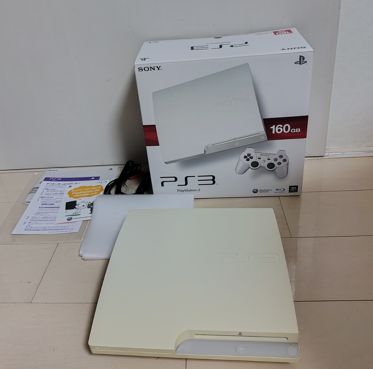 SONY PlayStation3 プレステ3 PS3 本体 ホワイト CECH-3000A 外箱 取説 など付き ジャンク