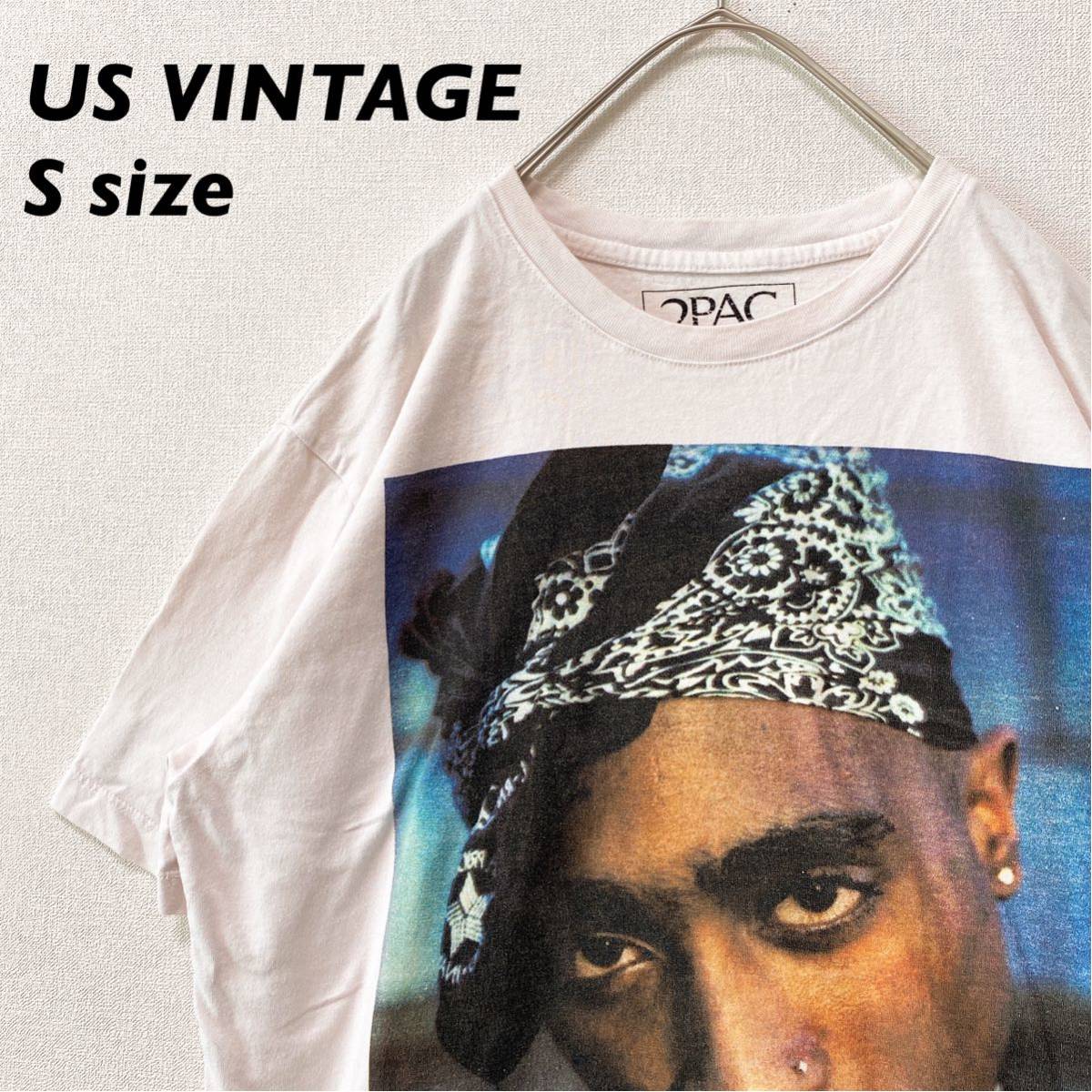 US古着　半袖Tシャツ　2pac アマル・シャクール　バンドTシャツ　男女兼用　ユニセックス　カットソー　白色　Sサイズ　ビッグプリント_画像1