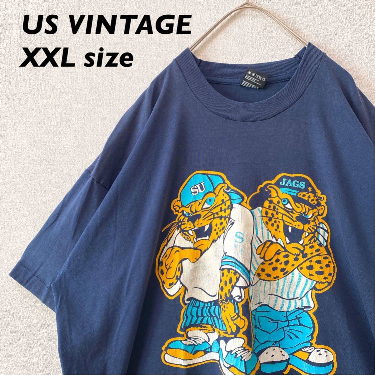 90s アメリカ製　半袖Tシャツ　シングルステッチ　カレッジロゴ　タイガー　USA製　ビッグプリント　ユニセックス　大きいサイズ　XXL_画像1