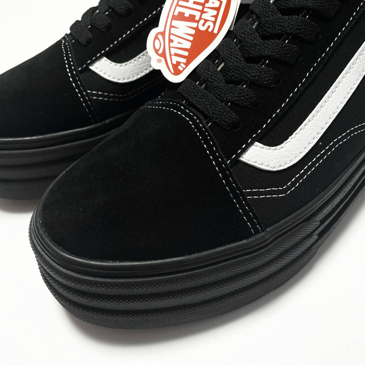 新品28cm★バンズVANSオールドスクールOLD SKOOL 3SOLEトリプルソールBLACK/BLACKヴァンズUS10厚底SUEDEスニーカーY2KブラックV36CF未使用_画像2