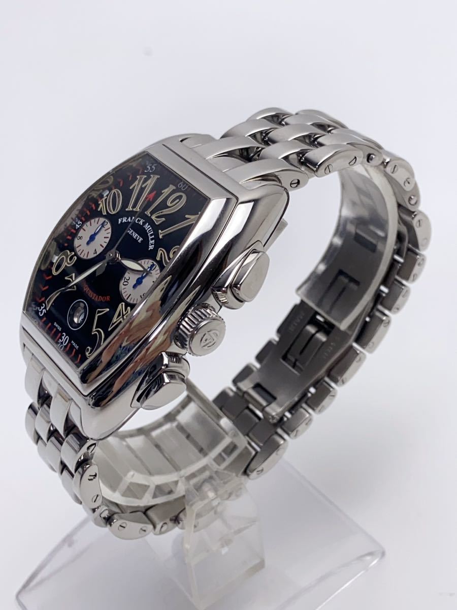 S211 極美品 フランクミュラー FRANCK MULLER コンキスタドール 8002CC ブラック SS クロノグラフ 腕時計 メンズ 自動巻_画像3