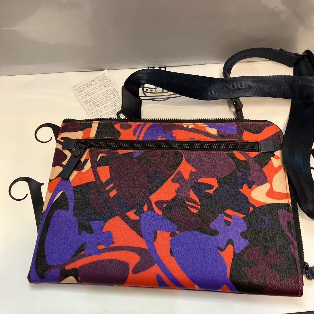 送料込●新品●価29700円 Vivienne Westwood サコッシュバッグ オーブ柄 赤青マルチB 塩ビ×牛革 ヴィヴィアンウエストウッド ビビアン_画像2