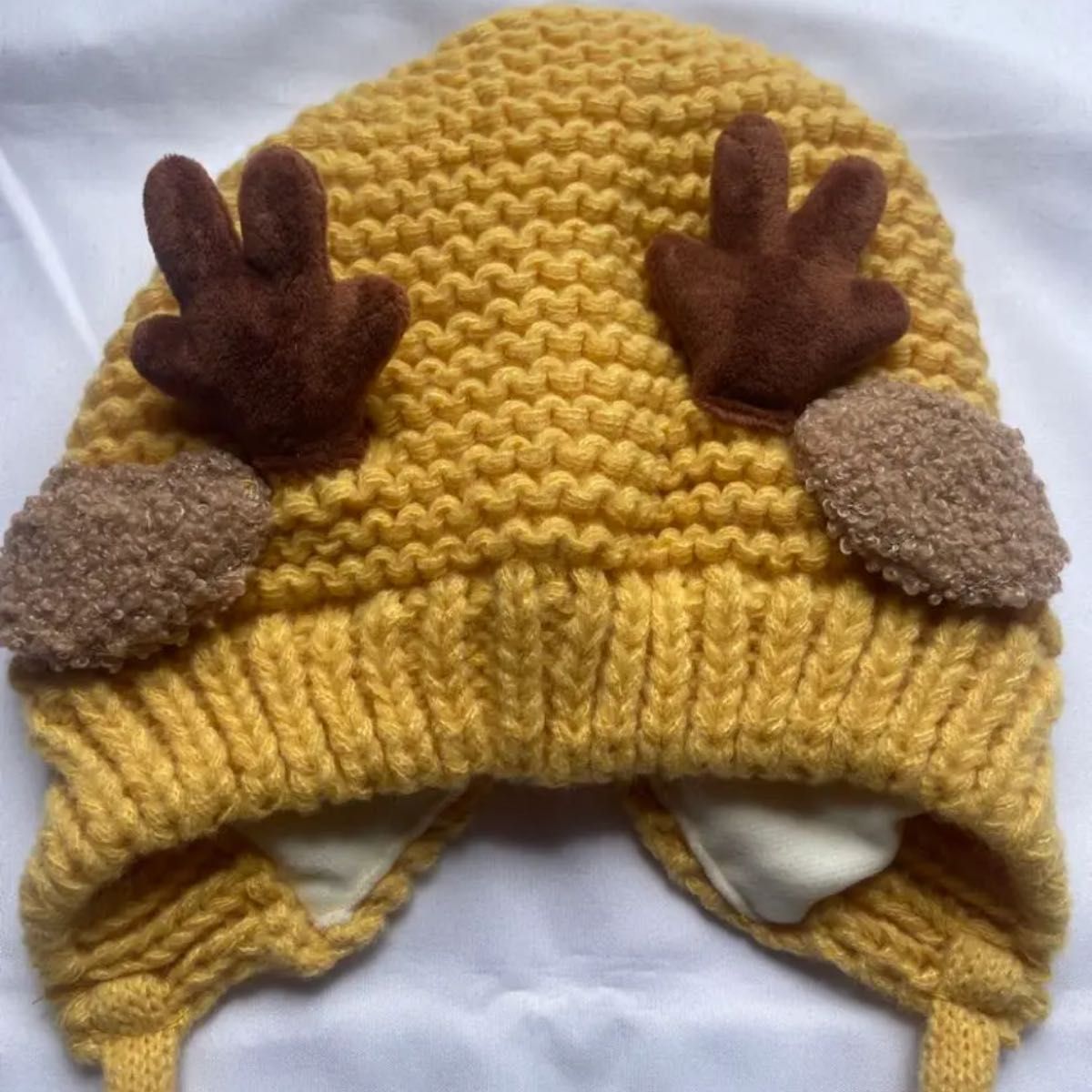 トナカイ帽子 黄色　ベビー トナカイ 帽子  ニット帽 防寒　24時間以内発送　暖かい　ぬくぬく　防風　可愛い