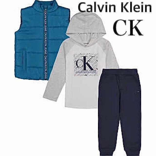 CK キッズ カルバン クライン Calvin Klein ボーイズ ダウンジャケット ダウンベスト パーカー パンツ ボトム 三点set 新品 子供 ブランド