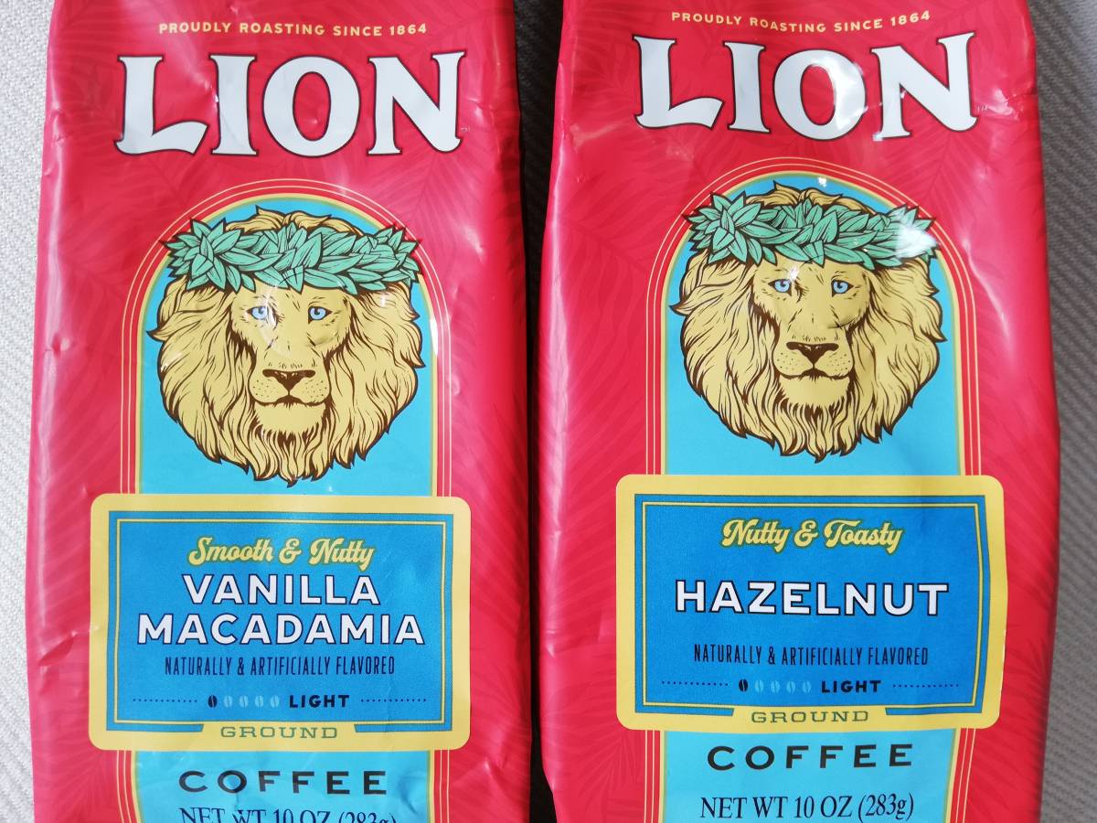 ハワイ ライオンコーヒー バニラマカダミア&へーゼルナッツ 10oz(283g)×2個セット Hawaii LION coffee フレーバー_画像2