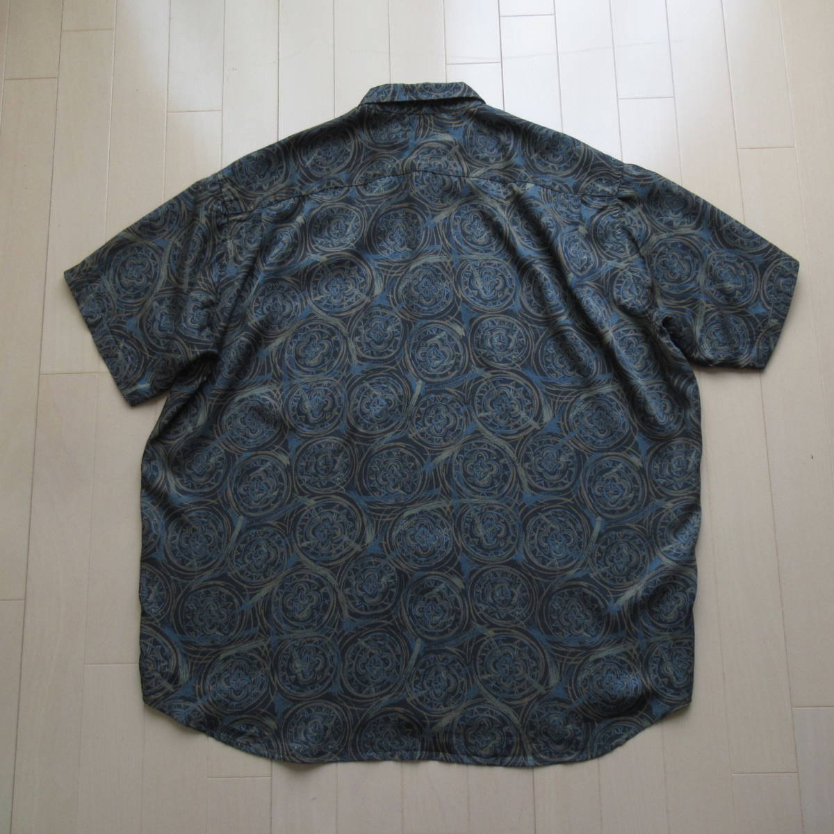 ★即決送込★良品 L 80s USA製 STUSSY old oldstussy レーヨン 黒タグ 総ガラ 半袖シャツ ステューシー オールド 古着女子 s m xl shirt_画像4