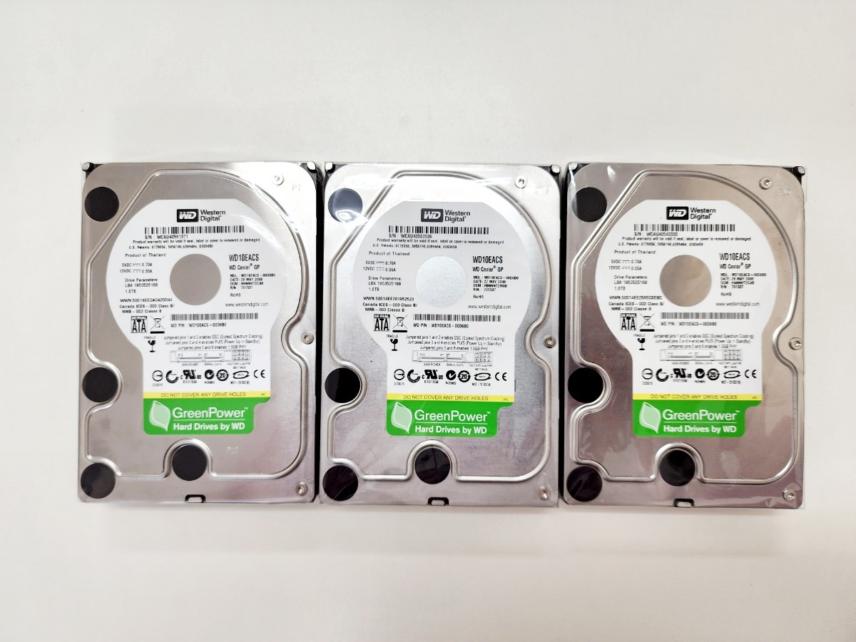 健康状態正常 5個セット 中古ハードディスク 1TB HDD ウエスタンデジタル WD10EACS まとめて CrystalDiskInfo 正常 3.5インチ SATA_画像2