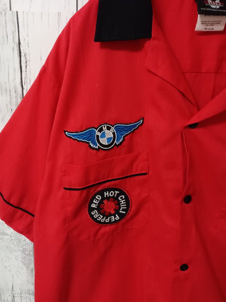 激レア90Sヒルトン ボーリングシャツ Mサイズ赤 Red RS刺繍 半袖 激レア90Sヒルトン ボーリングシャツ Mサイズ赤 Red RS刺繍 半袖