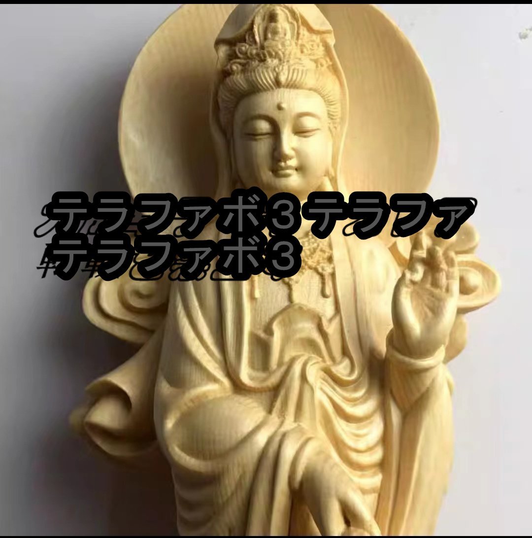 仏像 総檜材木彫り 観音菩薩 観音立像 置物 精密彫刻 高さ30cm_画像5