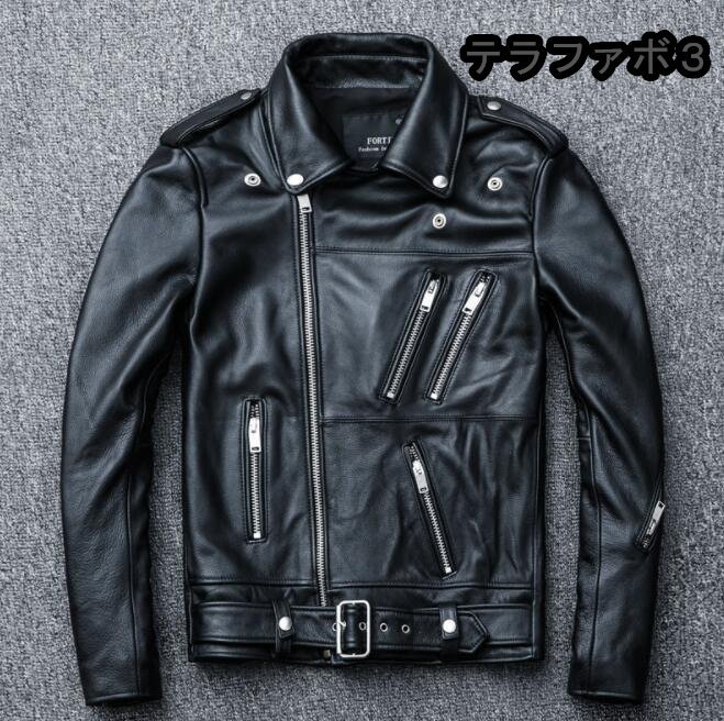 高品質 レザージャケット 本革 ライダースジャケット メンズファッション バイクジャケット カウハイド 牛革 革ジャン 韓流 S~4XL