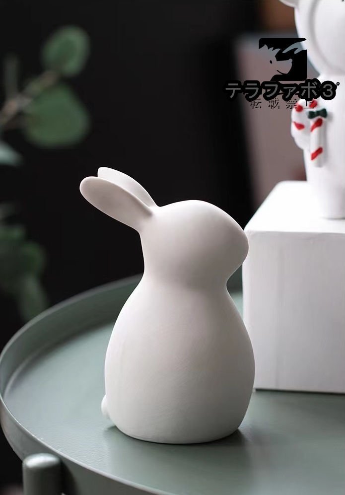 置物 セラミッククラフトウサギ リビングルームの装飾 白い陶製のウサギの置物 プレゼント セラミックうさぎ2匹 干支_画像4