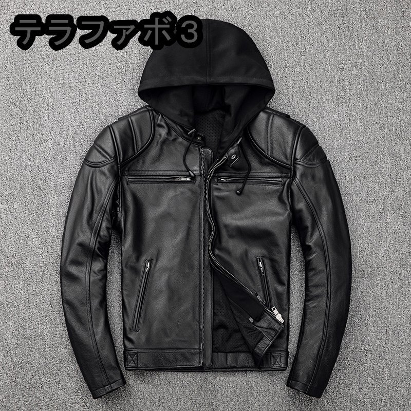 爆売り！ 新しいハーレーバイカーバイク服牛革レザージャケットS-5XL M