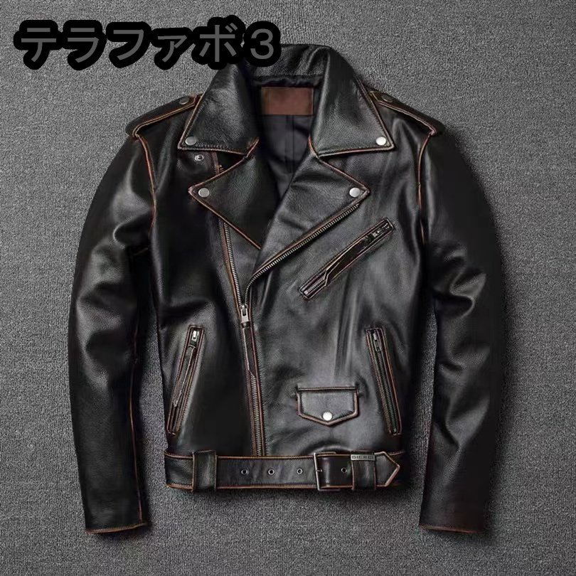 超歓迎された】 本革 S～3XL 牛革 レザージャケット バイクジャケット