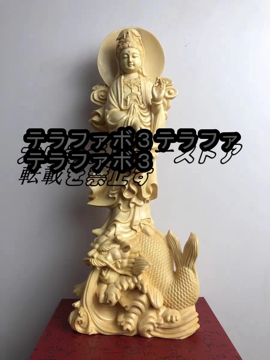 仏像 総檜材木彫り 観音菩薩 観音立像 置物 精密彫刻 高さ30cm_画像2