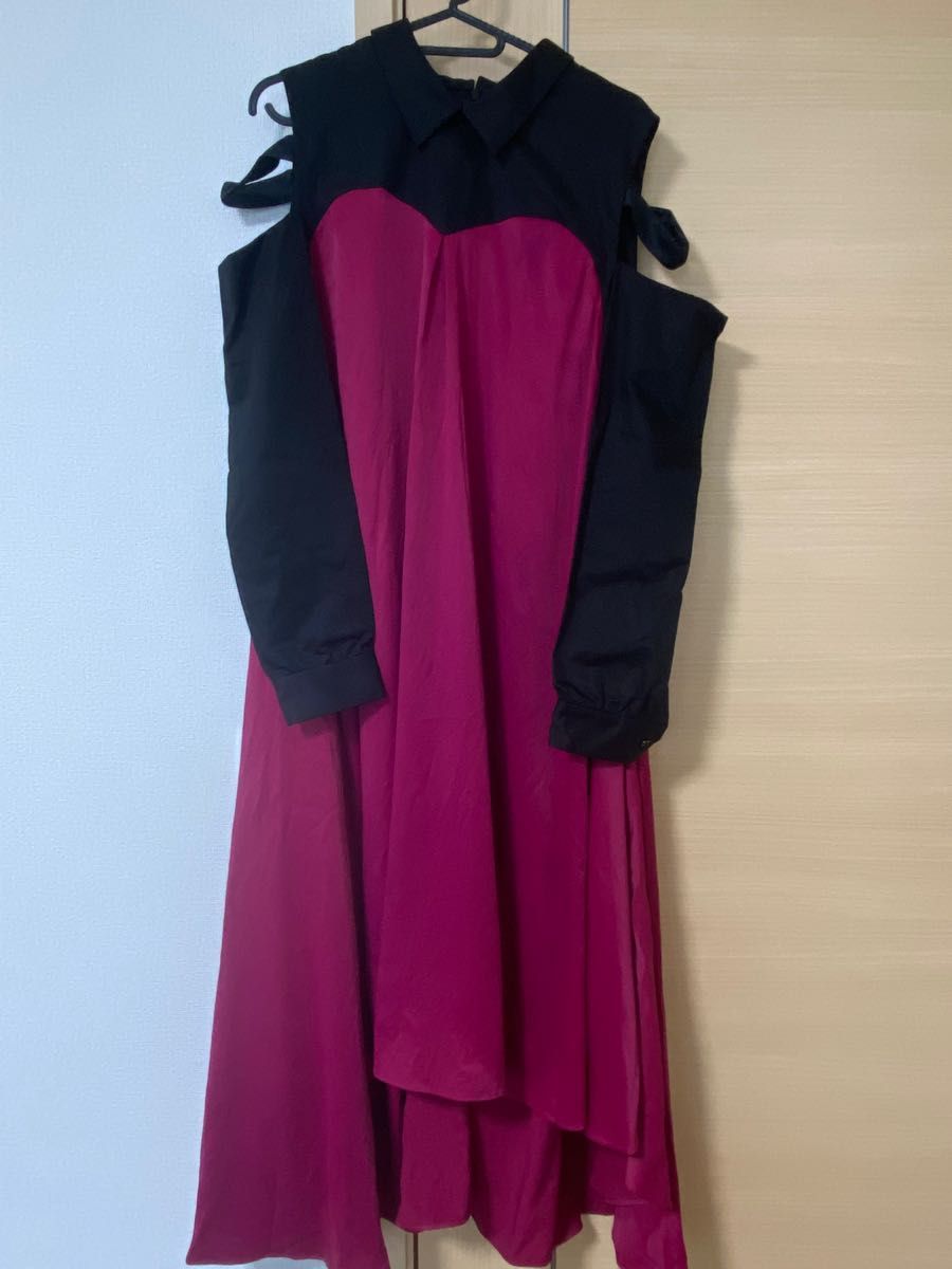 【未使用】ha|za|ma シャツとドレスの二重装　pink red