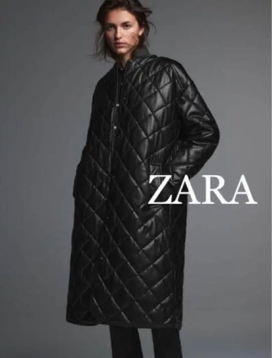 新品　ザラ　フェイクレザーロングパフジャケット　ロングコート