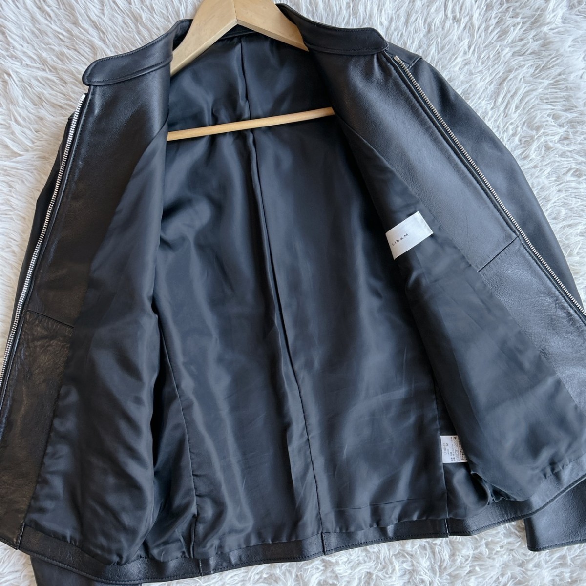 極上のラムレザー】極美品! LIDNM シングルライダース ジャケット 羊