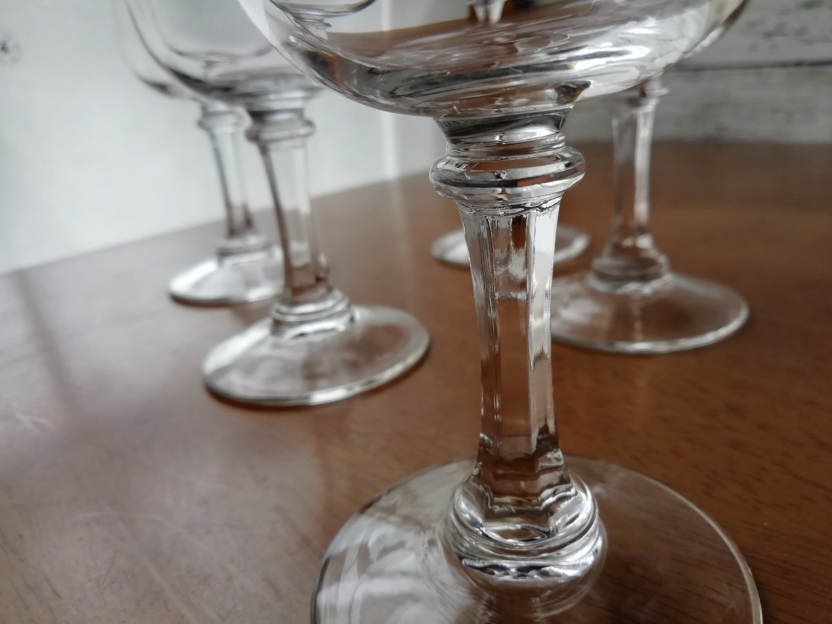 アンティーク ミニワイングラス 7客 シンプル 食前酒 シェリーグラス リキュールグラス ビンテージ mini wine glass 送料込み_画像2
