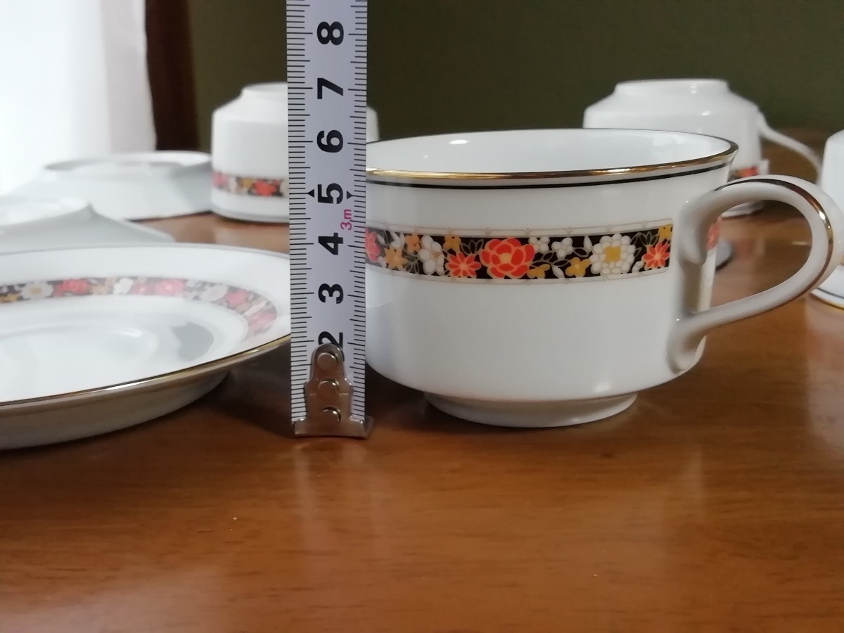 Noritake カップ&ソーサー 5客 金彩 花柄 KENILWORTH オレンジ コーヒーカップ ティーカップ ノリタケ レトロ cup and saucer 送料無料
