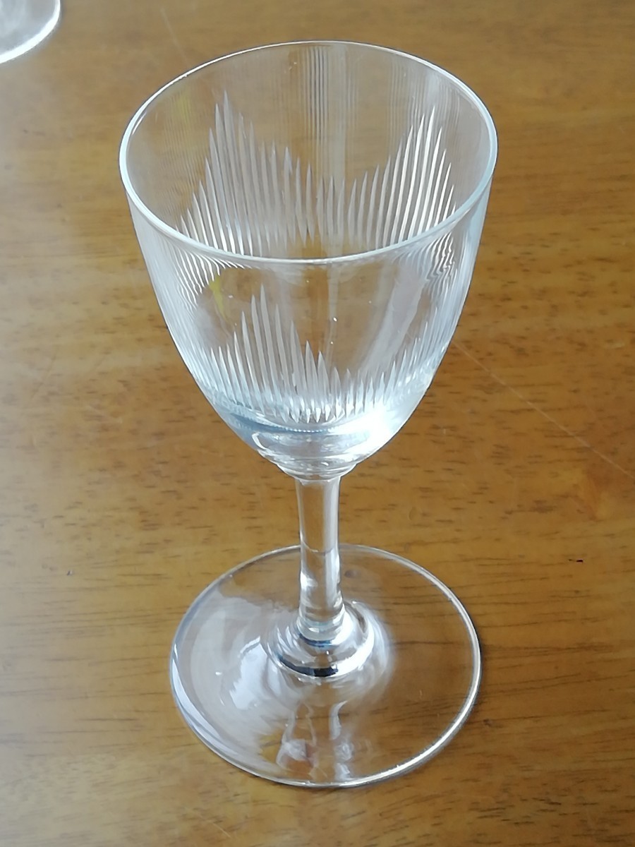 アンティーク 小さい ワイングラス 4客セット 手作り カット入り 食前酒 シェリーグラス リキュールグラス ミニ wine glass Antiq  送料無料