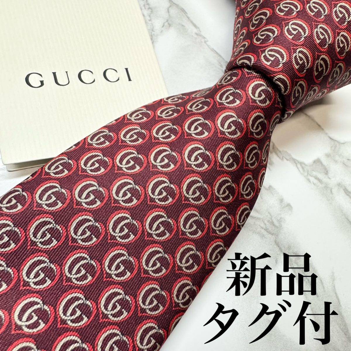 ☆新品未使用☆GUCCI グッチ ネクタイ マーモント ハート 現行 ネイビー-