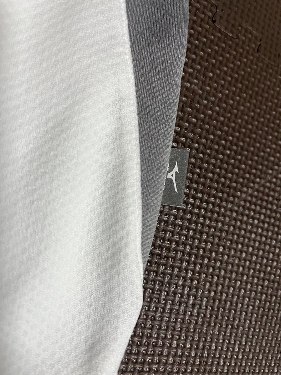  прекрасный товар MIZUNO белый, серый, Logo Gold ( вышивка ) линия, рукав Logo Gold, стрейч tops размер M