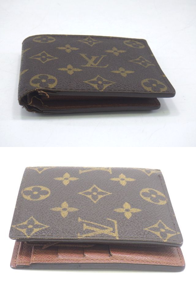 r3I056R5 LOUIS VUITTON ルイヴィトン ポルトフォイユ マルコ 二つ折り財布 モノグラム M61675 メンズ 訳あり_画像3