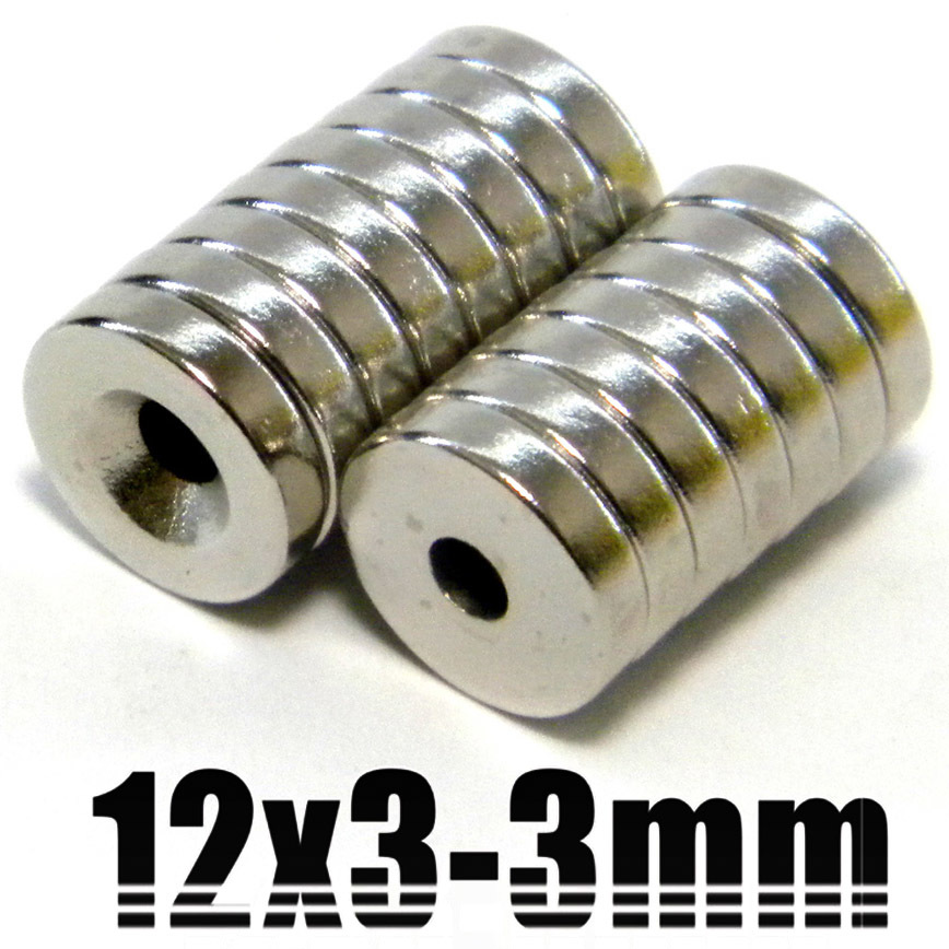 ★ 超強力 ネオジム磁石 ★ 皿ネジ穴付 丸形 マグネット ★ 直径12mm×厚3mm（穴3mm）★ 15個_画像2