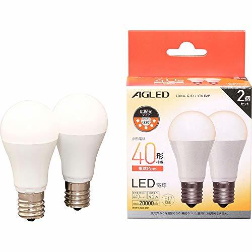 アイリスオーヤマ LED電球 E17 広配光 40W 形相当 電球色 2個セット LDA4L-G-E17-4T6-E2P_画像1