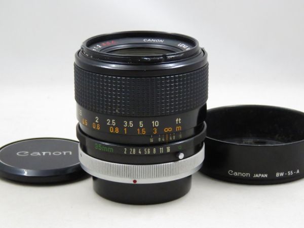 新品登場 [20968V1]☆完動品☆CANON FD 35mm F2 S.S.C. フード付き