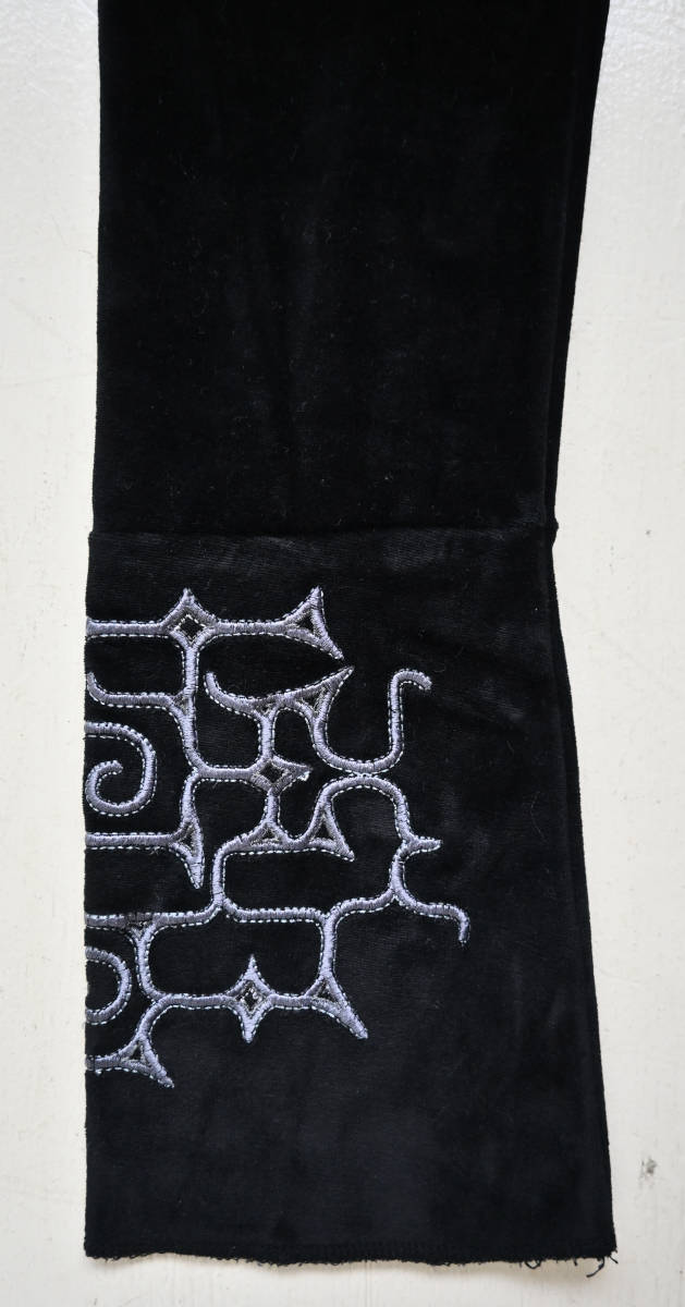 即決 HIKARI ヒカリ アイヌ刺繍 ヴェロア フードパーカー/レディースS /ブラック/ネイティブ/トライバル/レイブ/トランス/space tribeの画像7