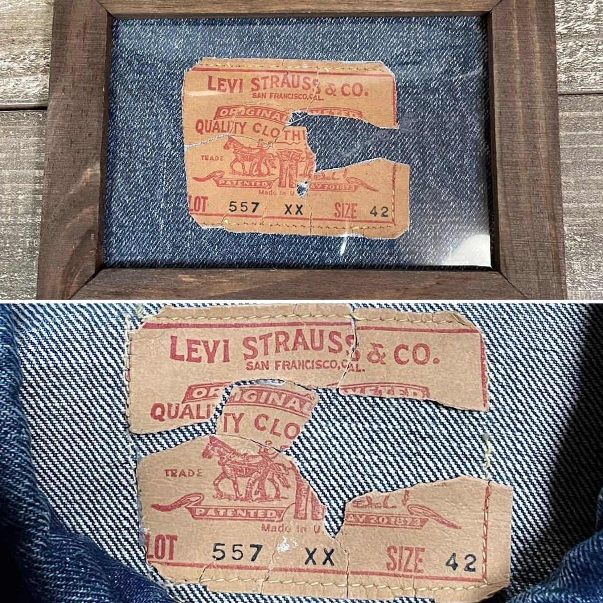 濃紺 60s Levi's 557xx 42 オリジナル vintage デニムジャケット bige リーバイス ビンテージ 3rd 検) 501xx 557 xx 506 507 50s ドス黒