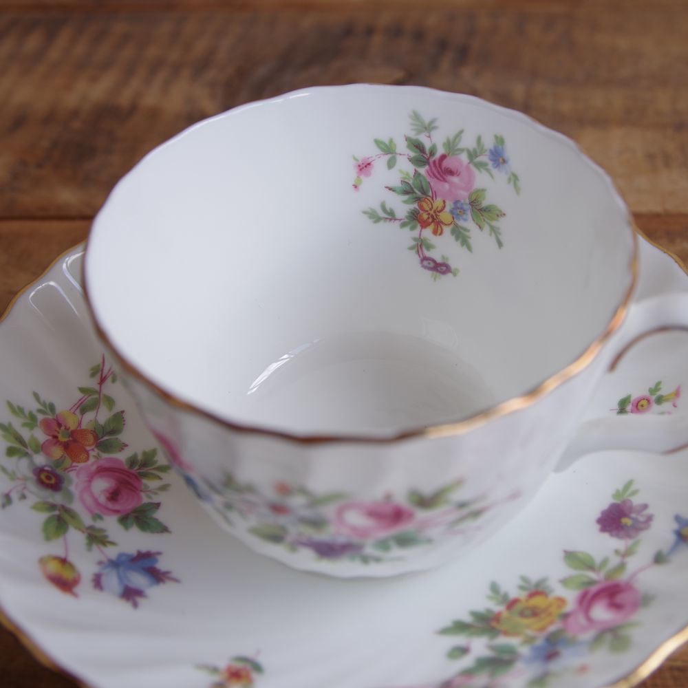 ミントン マーロウ 花柄 ティーカップ ソーサー Minton Marlow イギリス ヴィンテージ 食器 陶器 #230912-1 アンティーク レトロ_画像5