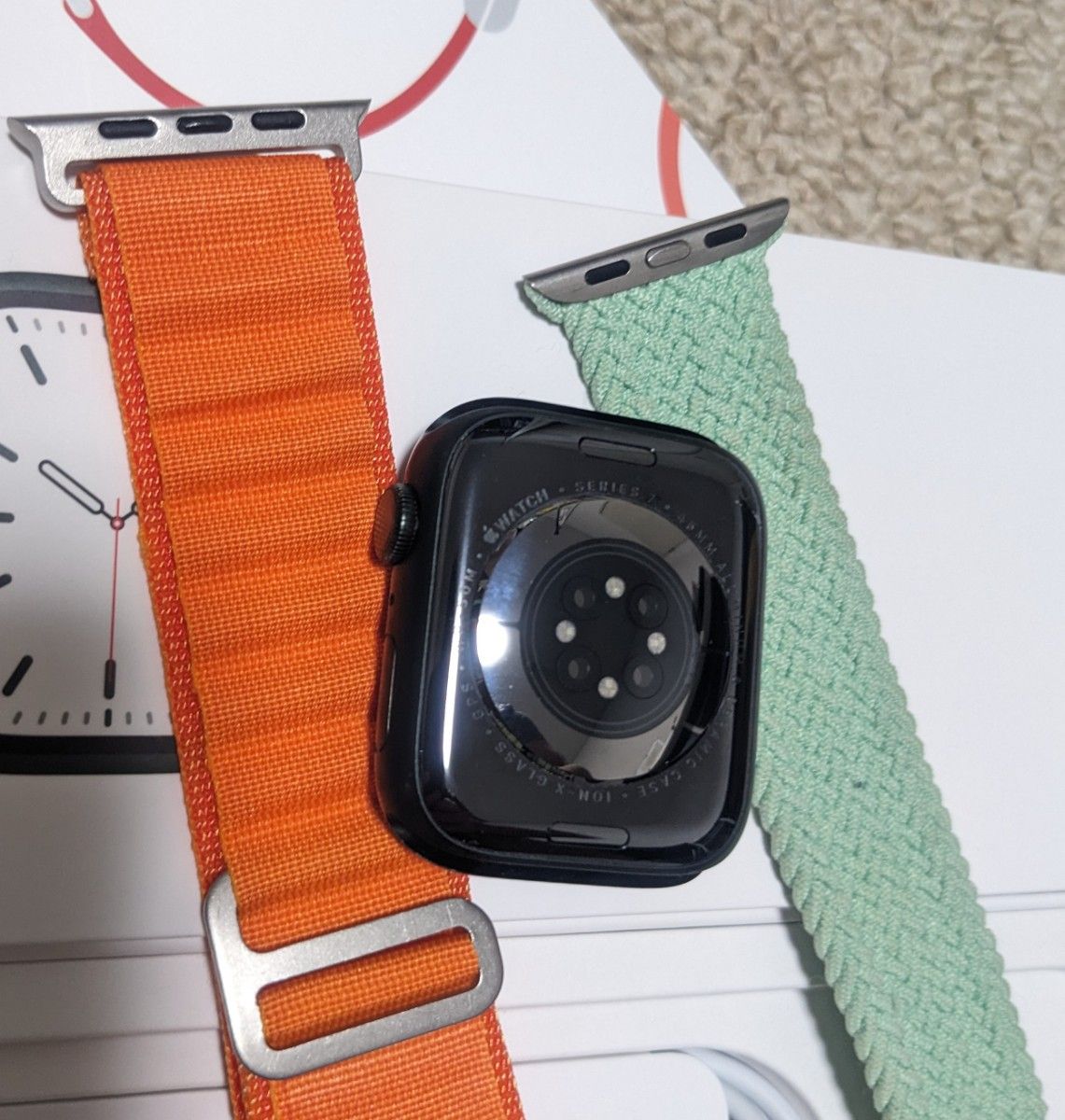 【美品、新品バンド付】Apple Watch 7 ダークグリーン 45mm