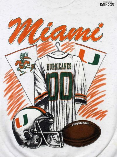 ヴィンテージ レトロ 古着 MIAMI HURRICANES プリントデザイン 長袖 スウェット トレーナー 白 生成り ( ttu2208415 )_画像4