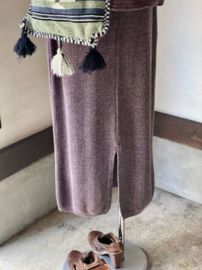 knitted back slit skirt〈sk230916〉