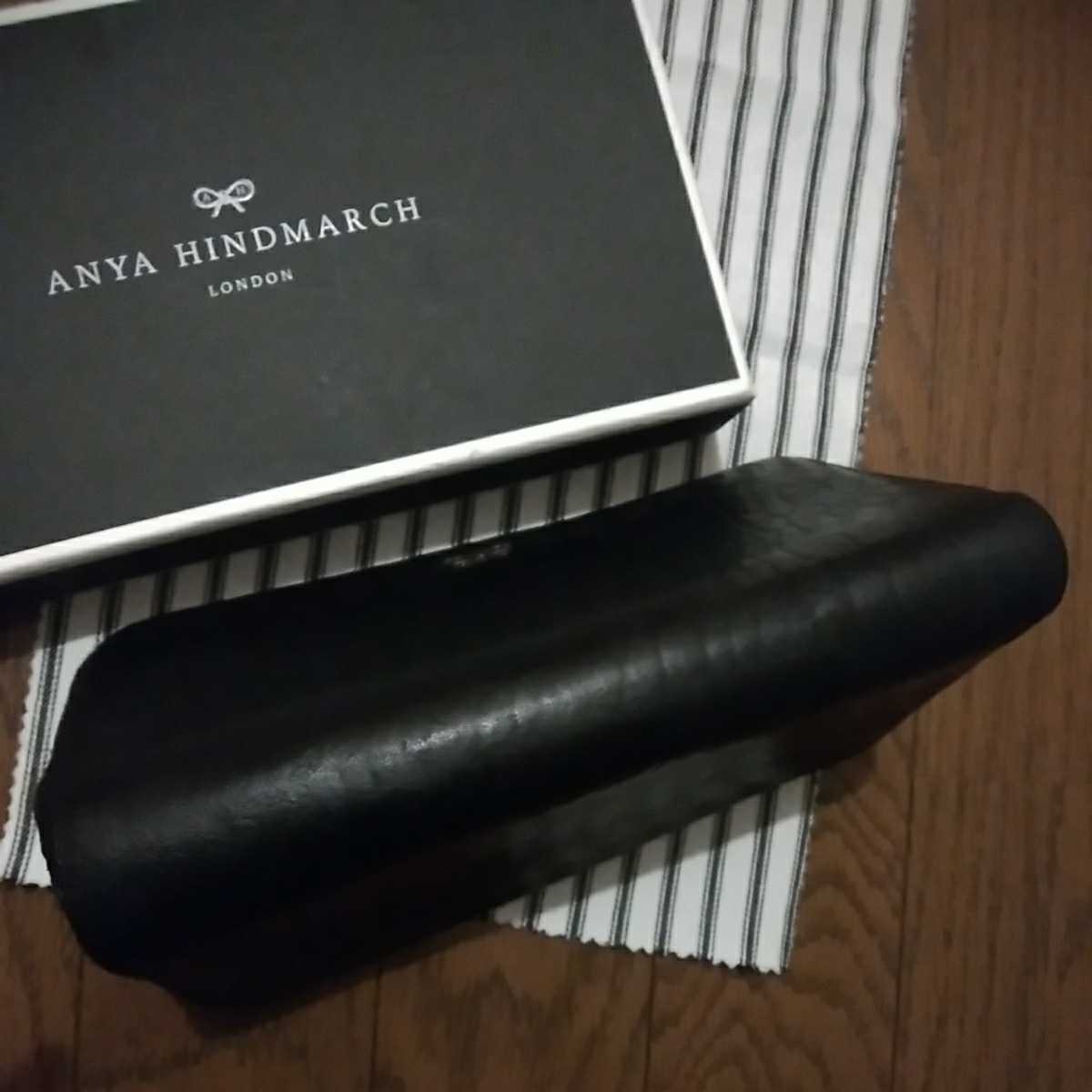  обычная цена 5.3 десять тысяч иен Anya Hindmarch ANYA HINDMARCH раунд застежка-молния кошелек kau кожа натуральная кожа черный чёрный высококлассный Англия Британия бренд Celeb любимый 