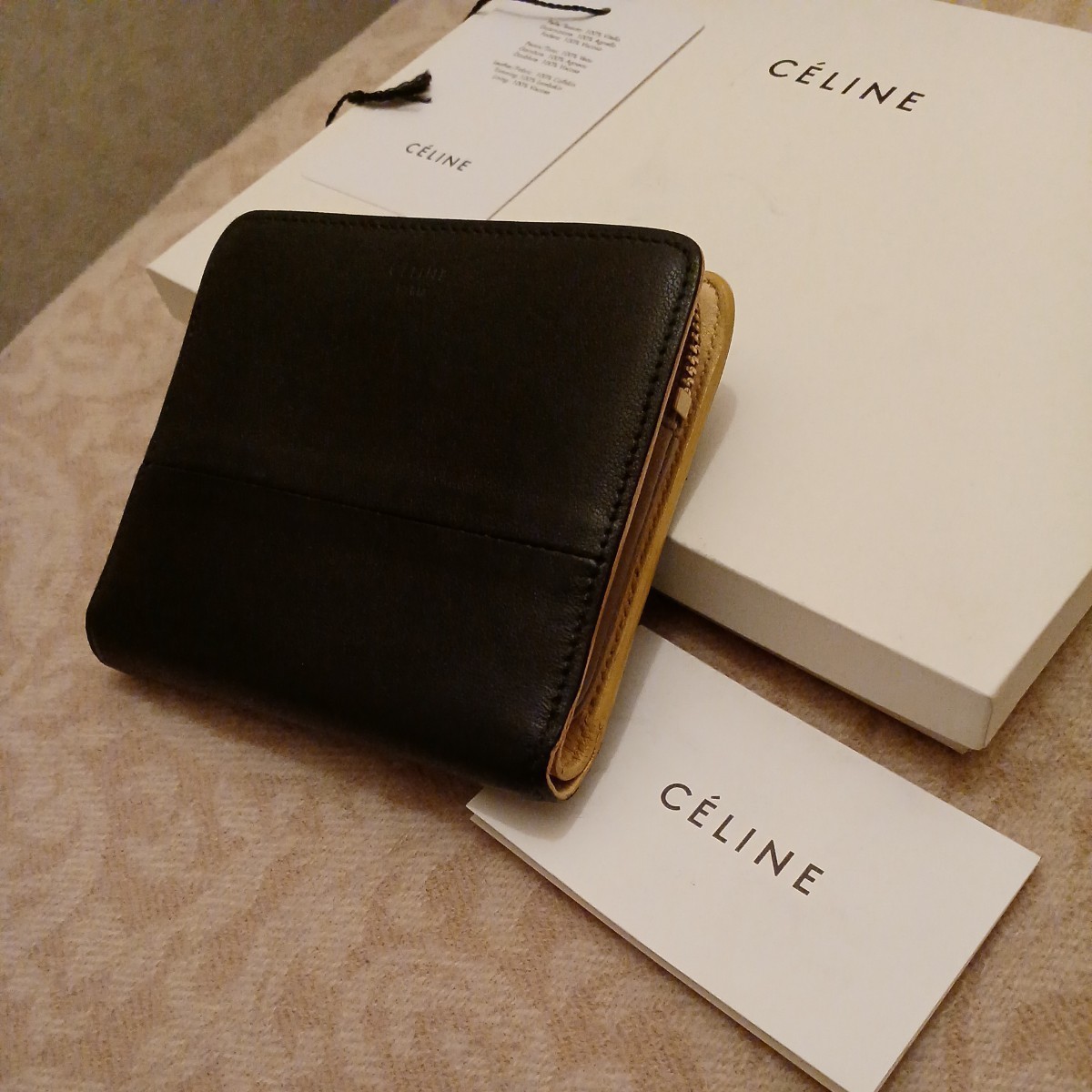 CELINE セリーヌ 黒 二つ折り財布 ミニ財布 ミニウォレット ブラック