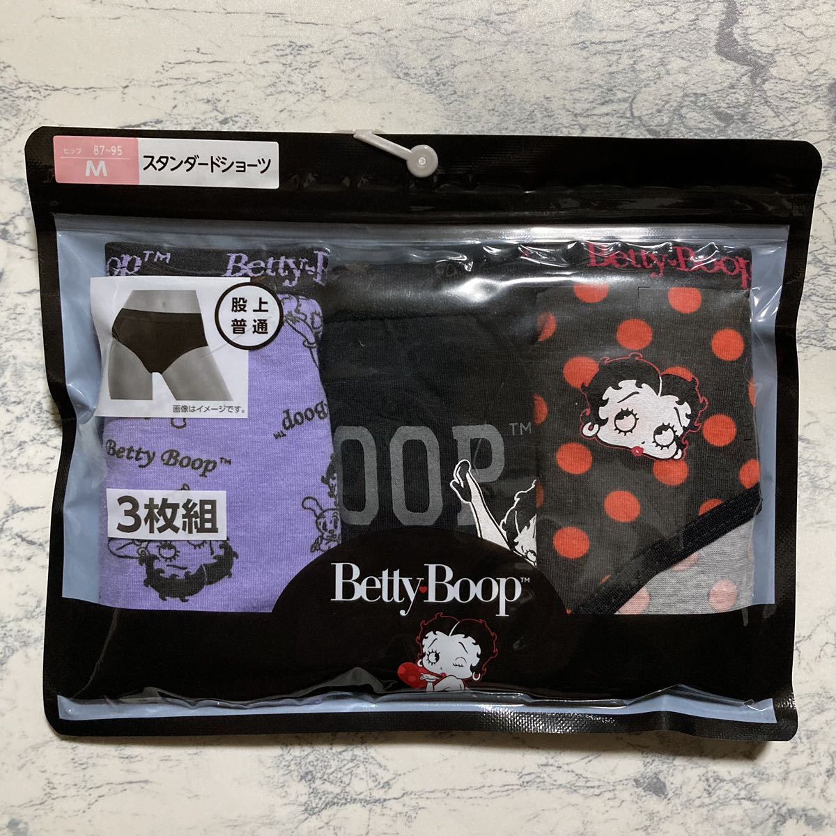 新品未使用 Betty Boop ベティブープ ベティちゃん スタンダードショーツ3枚組 サイズM_画像1